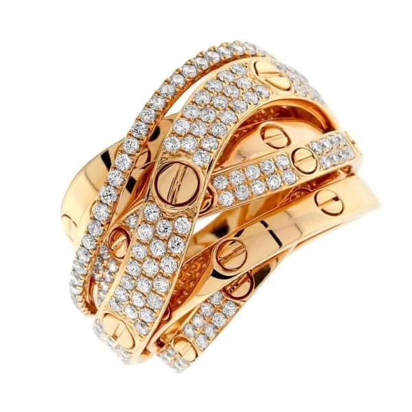 Diamond Source NYC Rings Round Brilliant Diamond Fashion Ring Set in 18K Rose Gold 125ct tw
