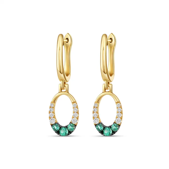 Earrings Frederic Sage 14K Yellow Gold Oval Shaped Emerald and Diamond Dangle Earrings Frederic Sage Earrings Frederic Sage 14K Yellow Gold Oval Shaped Emerald and Diamond Dangle Earrings Frederic Sage