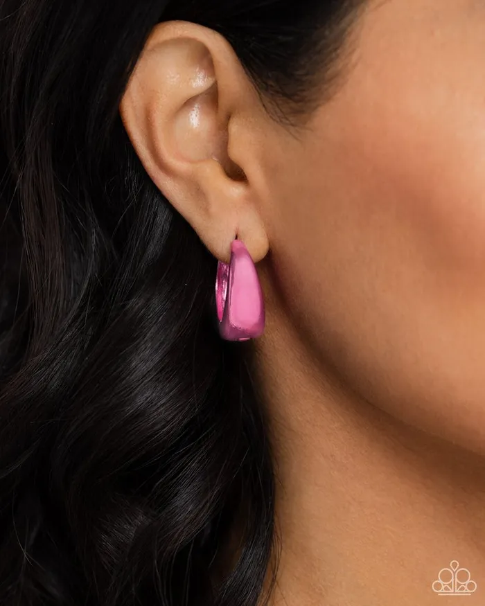 Earrings Paparazzi Earring Colorful Curiosity Pink Paparazzi Jewelry