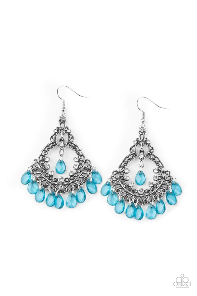 Earrings Paparazzi Earring Lyrical Luster Blue Paparazzi Jewelry
