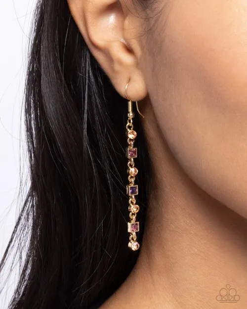 Earrings Paparazzi Earring Square Slope Purple Paparazzi Jewelry