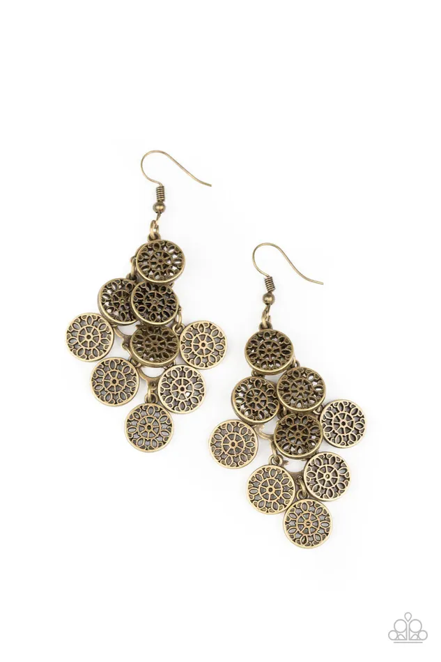 Earrings Paparazzi Jewelry Paparazzi Earring Blushing Blooms Brass