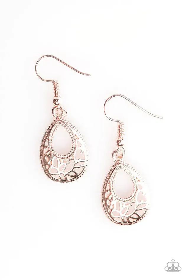 Earrings Paparazzi Jewelry Paparazzi Earring Drop A GLINT Rose Gold