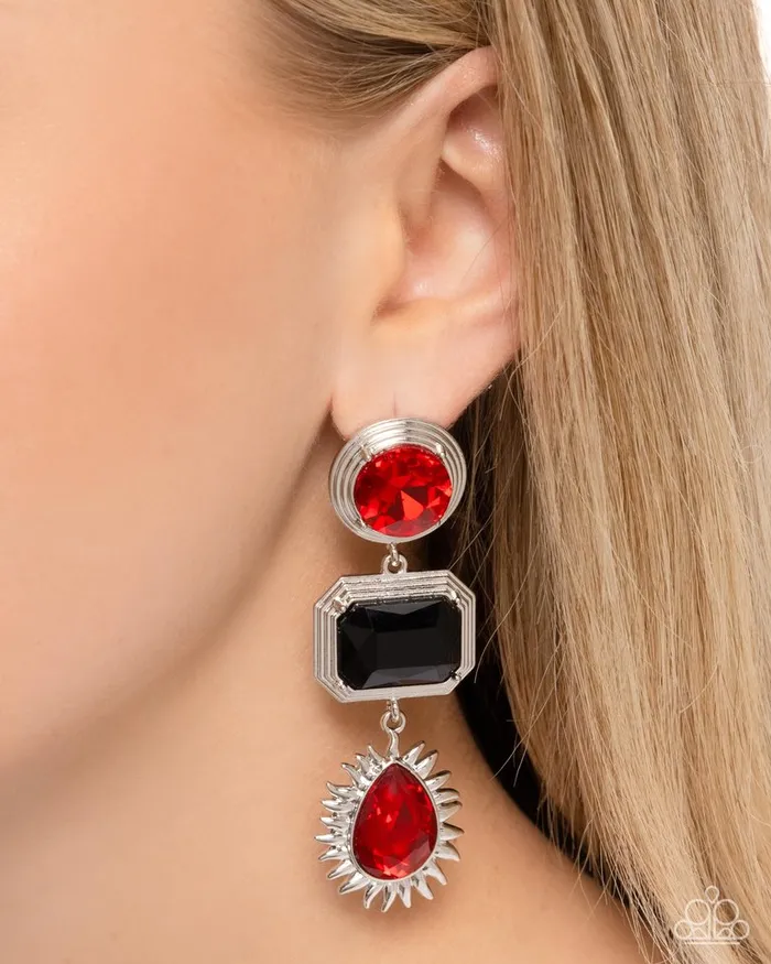 Earrings Paparazzi Jewelry Paparazzi Earring Entertaining the Thought Red