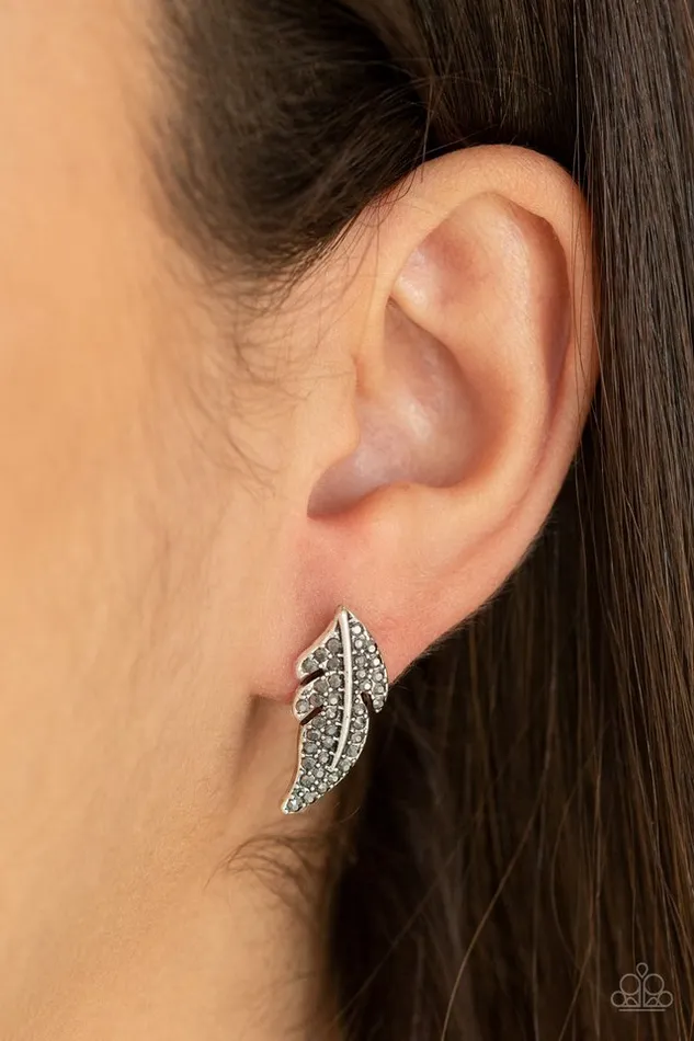Earrings Paparazzi Jewelry Paparazzi Earring Feathered Fortune Silver