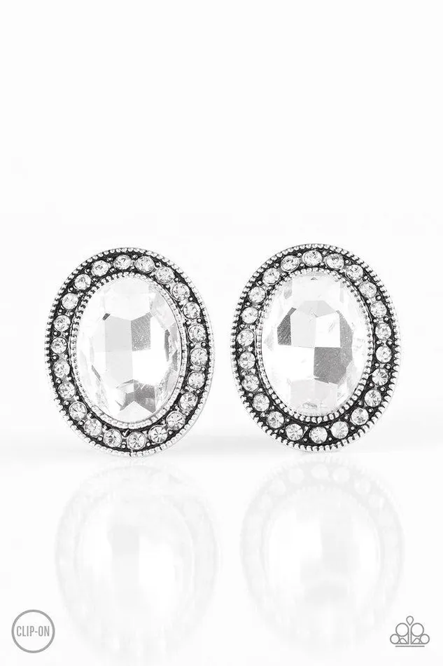 Earrings Paparazzi Jewelry Paparazzi Earring Titanic Treasure White ClipOn