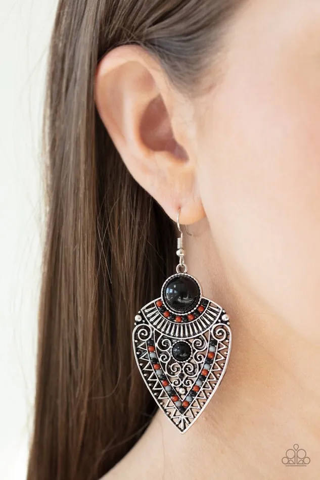Earrings Paparazzi Jewelry Paparazzi Earring Tribal Territory Black