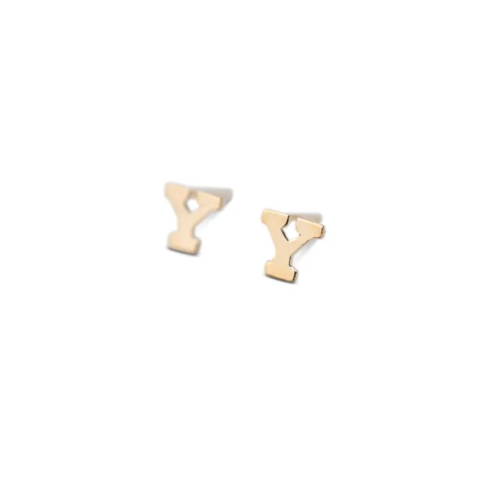Earrings RG Gold Filled Alphabet Stud Single
