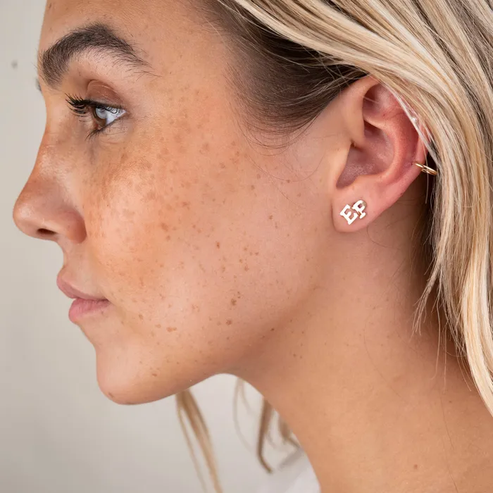 Earrings RG Gold Filled Alphabet Stud Single