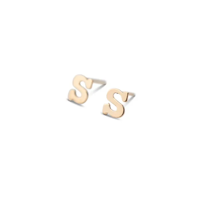 Earrings RG Gold Filled Alphabet Stud Single