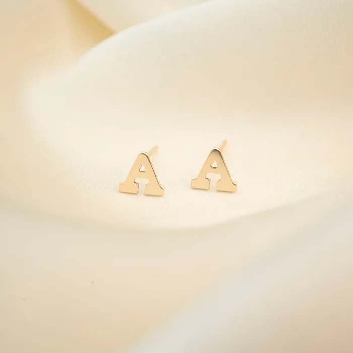 Earrings RG Gold Filled Alphabet Stud Single