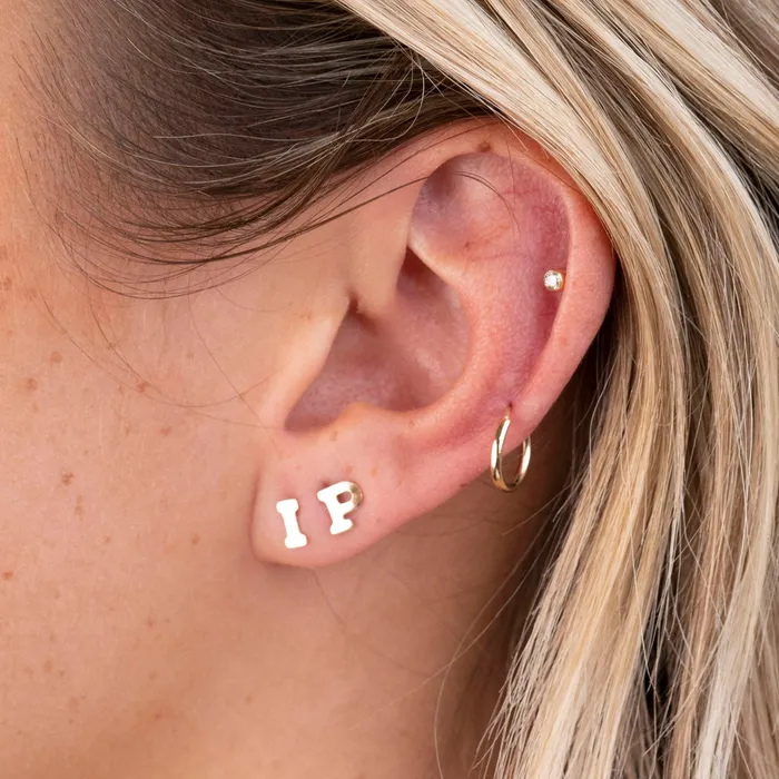 Earrings RG Gold Filled Alphabet Stud Single
