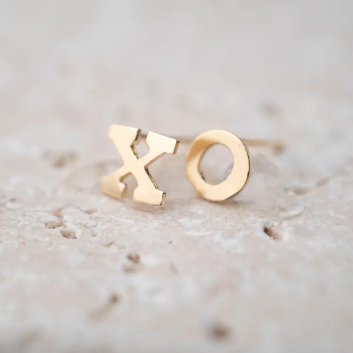 Earrings RG Gold Filled Alphabet Stud Single
