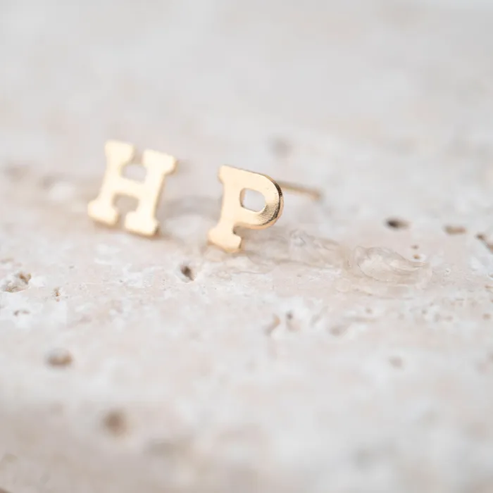 Earrings RG Gold Filled Alphabet Stud Single