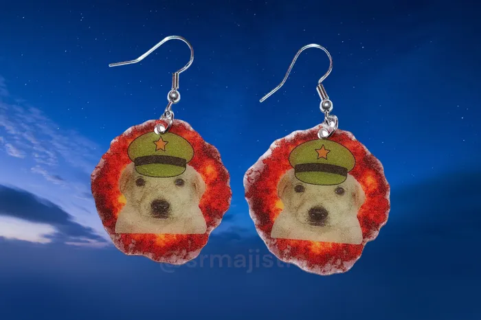 Earrings Sam Makes Things War Hero Jotchua with Explosion Funny Handmade Earrings Earrings Sam Makes Things War Hero Jotchua with Explosion Funny Handmade Earrings