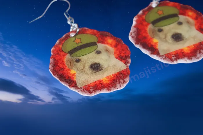 Earrings Sam Makes Things War Hero Jotchua with Explosion Funny Handmade Earrings Earrings Sam Makes Things War Hero Jotchua with Explosion Funny Handmade Earrings