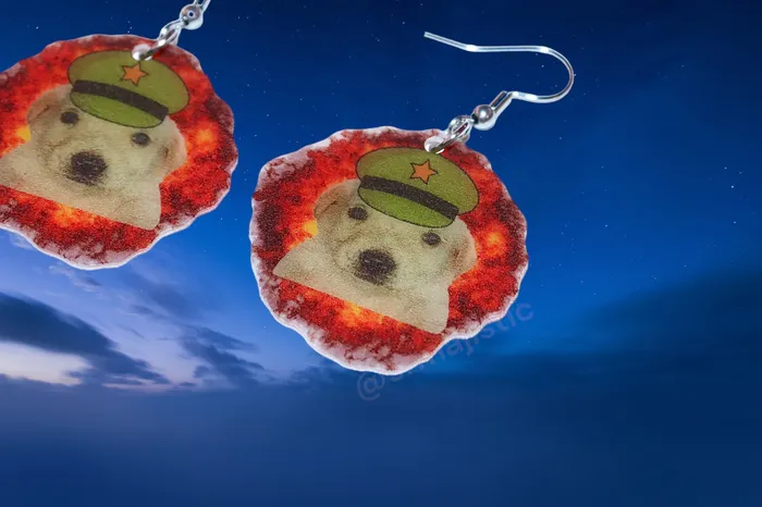 Earrings Sam Makes Things War Hero Jotchua with Explosion Funny Handmade Earrings Earrings Sam Makes Things War Hero Jotchua with Explosion Funny Handmade Earrings