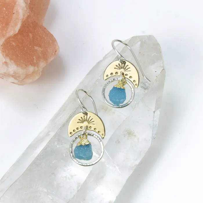 Earrings Sunset Shimmer Blue Druzy Earrings Laura J Designs