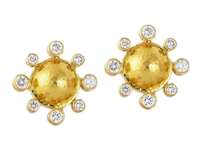 Elizabeth Locke Earrings Elizabeth Locke Gold Dome Diamond Stud Earrings
