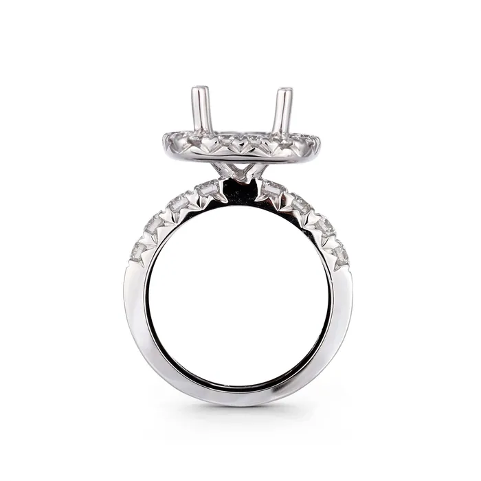 Engagement Collections 18K White Gold Semi Mount Diamond Ring with Cushion Halo Rings Engagement Collections 18K White Gold Semi Mount Diamond Ring with Cushion Halo Rings