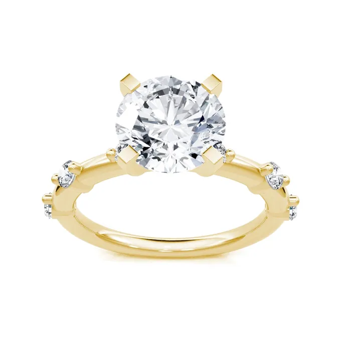 Engagement Collections Rings 14K Yellow Gold Diamond Single Set Semimount Ring with White Gold Head Engagement Collections Rings 14K Yellow Gold Diamond Single Set Semimount Ring with White Gold Head