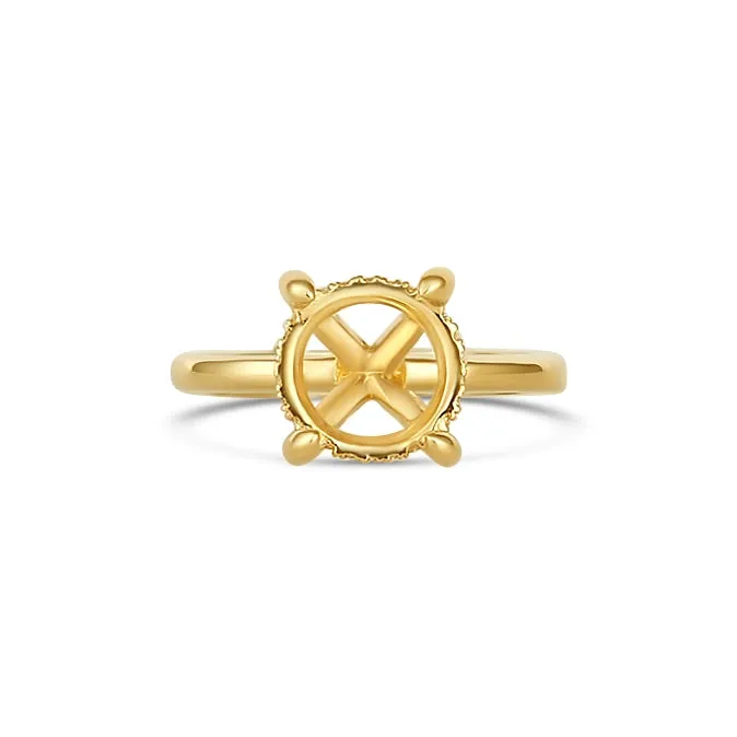 Engagement Collections Rings 14K Yellow Gold Semi Mount Ring for Round Diamond with Hidden Halo Engagement Collections Rings 14K Yellow Gold Semi Mount Ring for Round Diamond with Hidden Halo