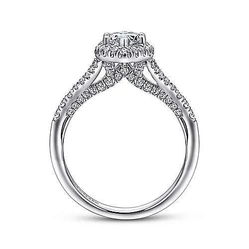 Gabriel Co 14K White Gold Semi Mount Ring with Marquise Halo Rings