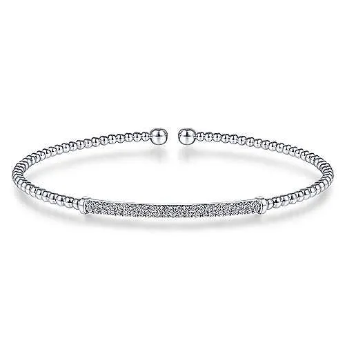 Gabriel Co Gabriel Co 14K White Gold Bujukan Split Cuff Bracelet with Diamond Pav Bar Bracelets Gabriel Co Gabriel Co 14K White Gold Bujukan Split Cuff Bracelet with Diamond Pav Bar Bracelets