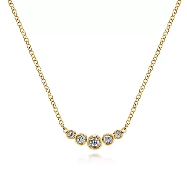 Gabriel Co Necklaces 14K Yellow Gold Bezel Set Diamond Necklace