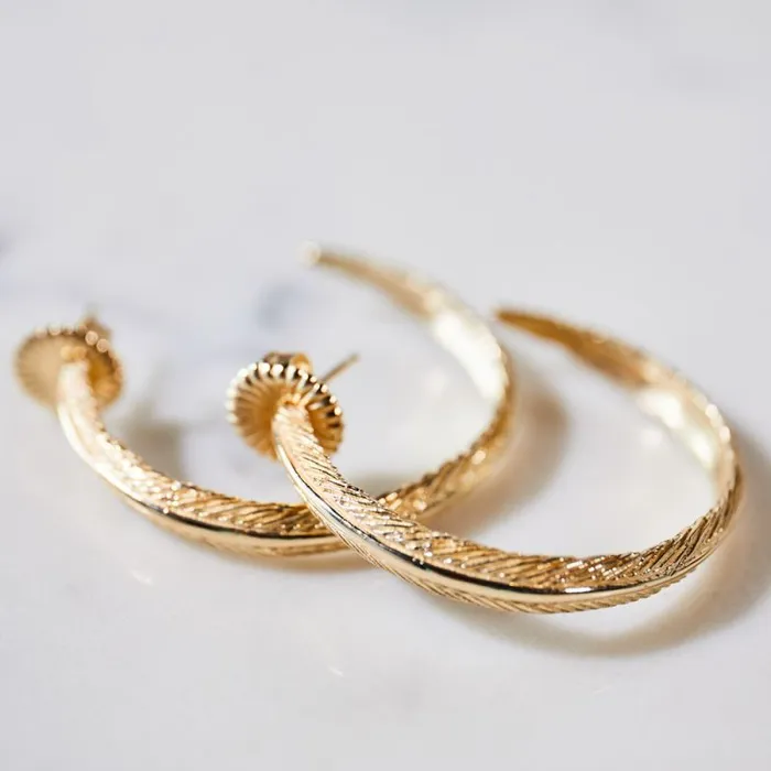 Grainger McKoy Earrings Grainger McKoy 14K Yellow Gold Narrow Feather Earrings
