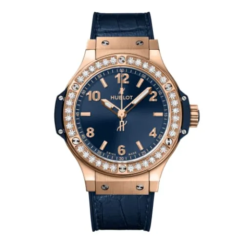 Hublot Watches Hublot Big Bang 38mm Watch Ref 361PX7180LR1204 Blue Dial Diamond Bezel in 18K Rose Gold Case Blue Leather Strap Hublot Watches Hublot Big Bang 38mm Watch Ref 361PX7180LR1204 Blue Dial Diamond Bezel in 18K Rose Gold Case Blue Leather Strap