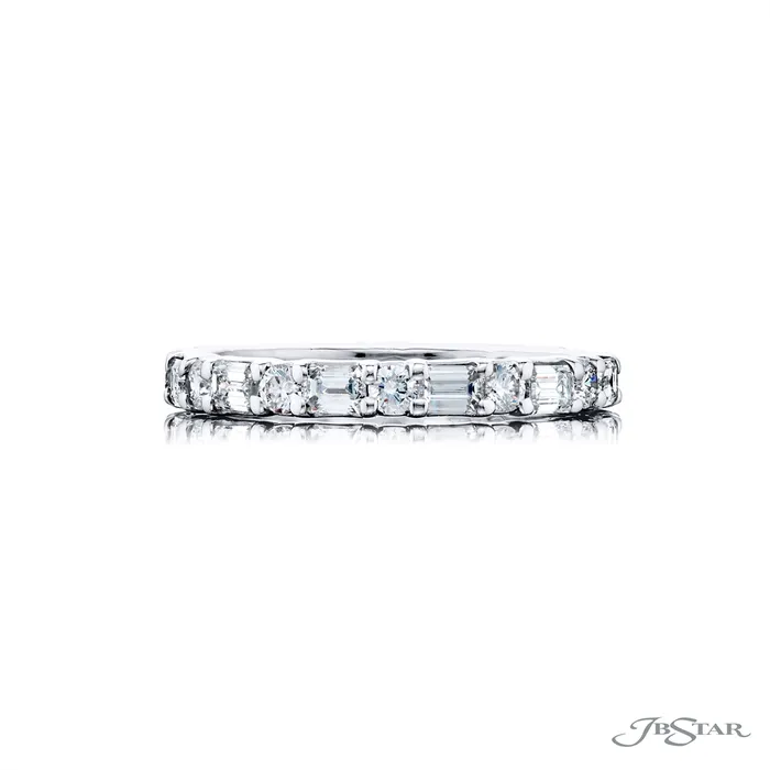 JB Star Rings JB Star Platinum Diamond Eternity Band with Emerald and Round Cut Diamonds JB Star Rings JB Star Platinum Diamond Eternity Band with Emerald and Round Cut Diamonds