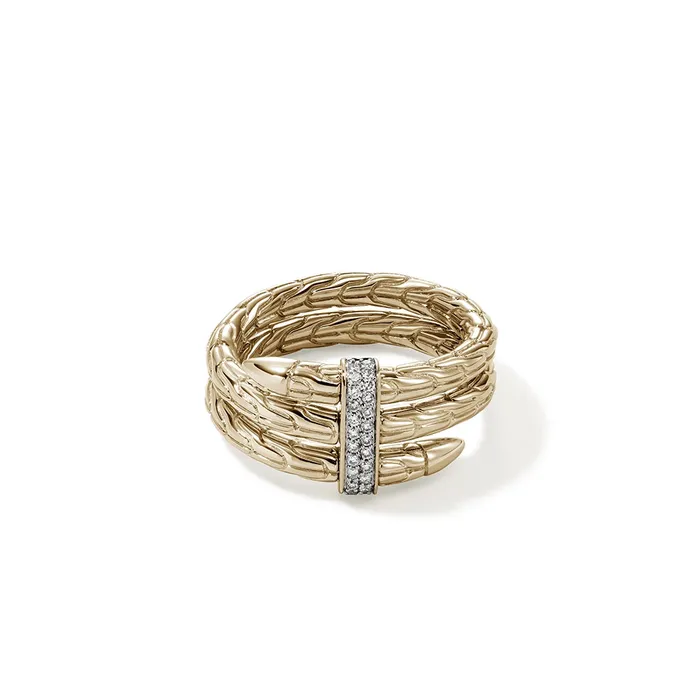 John Hardy Rings John Hardy 18K Gold Spear Ring with Diamonds