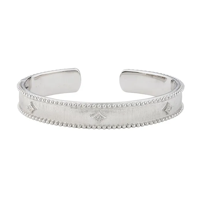 Jude Frances Sterling Silver Narrow Beaded Kite Cuff Jude Frances Rings