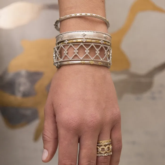 Jude Frances Sterling Silver Narrow Beaded Kite Cuff Jude Frances Rings