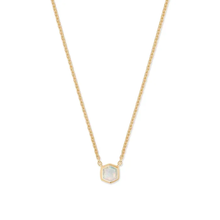 Kendra Scott Necklaces Kendra Scott 18K Yellow Gold Vermeil Davie Pendant Necklace in White Opal Kendra Scott Necklaces Kendra Scott 18K Yellow Gold Vermeil Davie Pendant Necklace in White Opal