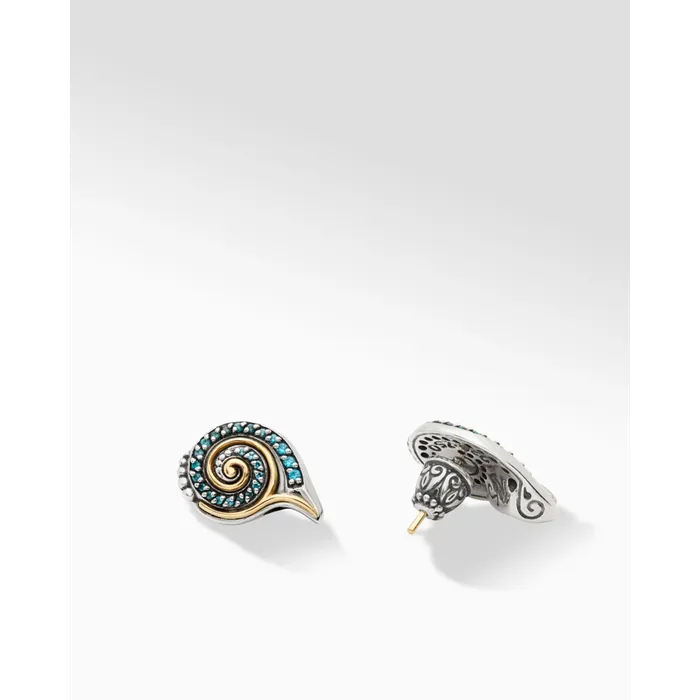 Konstantino Earrings Konstantino Paradise Silver and 18K Gold Blue Spinel Shell Earrings Konstantino Earrings Konstantino Paradise Silver and 18K Gold Blue Spinel Shell Earrings