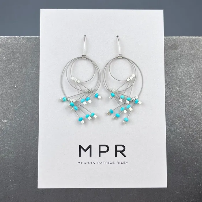 Meghan Patrice Riley Earrings Vertigo Hook Earrings in Turquoise Steel