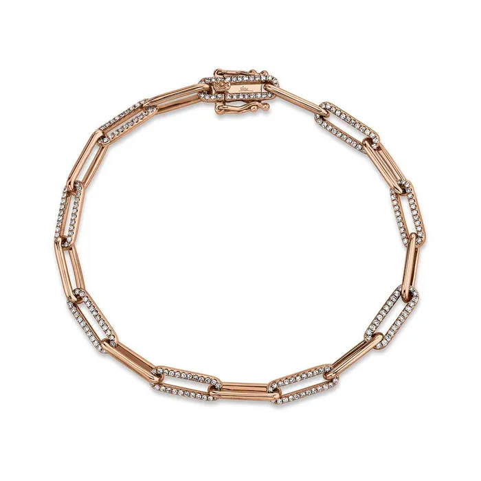 Meierotto Jewelers Bracelets 14K Rose Gold Diamond Paperclip Link Bracelet