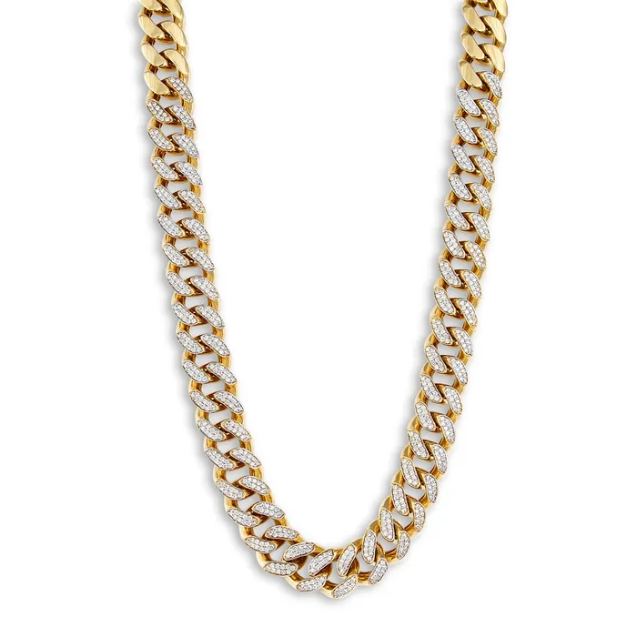 Meierotto Jewelers Necklaces 14K Yellow Gold Diamond Cuban Chain Necklace Meierotto Jewelers Necklaces 14K Yellow Gold Diamond Cuban Chain Necklace