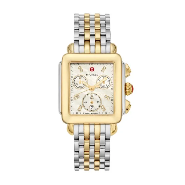 Michele Rings Michele Deco TwoTone MOP Diamond Dial Watch Chrongraph 33mm Quartz Michele Rings Michele Deco TwoTone MOP Diamond Dial Watch Chrongraph 33mm Quartz