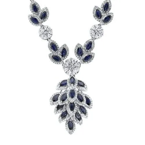 Necklaces 18kt White Gold Diamond And Sapphire Necklace With 635ct Diamonds NEC62760 Diamond Source NYC