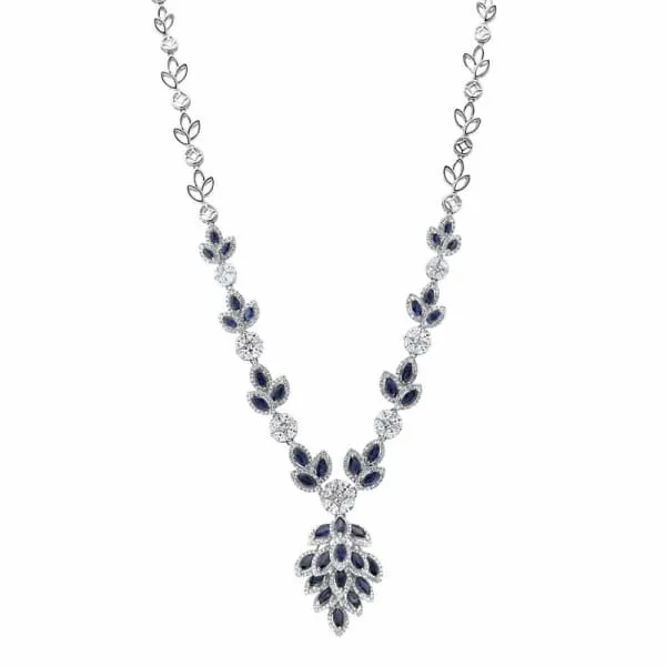Necklaces 18kt White Gold Diamond And Sapphire Necklace With 635ct Diamonds NEC62760 Diamond Source NYC