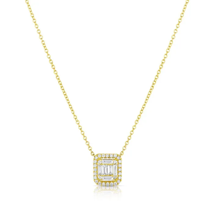 Necklaces 18kt Yellow Gold Baguette and Round Diamond Necklace CJ Charles Jewelers Necklaces 18kt Yellow Gold Baguette and Round Diamond Necklace CJ Charles Jewelers