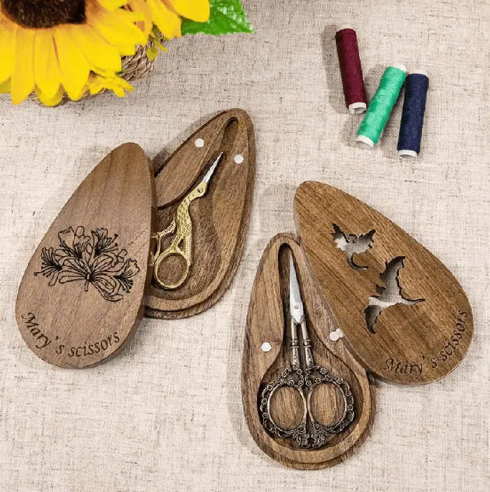 Necklaces Belbren Vintage EuropeanStork Embroidery Scissors Personalized Engraved Wooden Box Custom Sewing Gift Craft Needlework Mothers Day