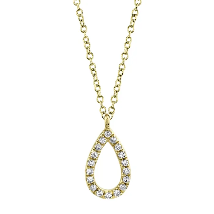 Necklaces Meierotto Jewelers 14K Yellow Gold Open Pear Shaped Diamond Pendant Necklace Necklaces Meierotto Jewelers 14K Yellow Gold Open Pear Shaped Diamond Pendant Necklace