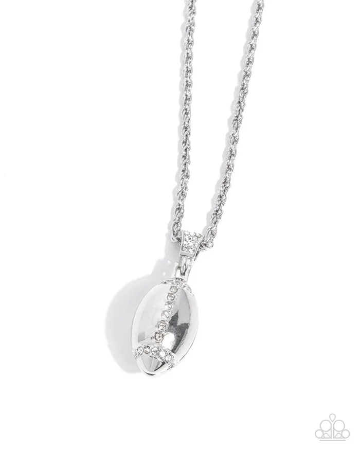 Necklaces Paparazzi Jewelry Paparazzi Necklace Football Future White Necklaces Paparazzi Jewelry Paparazzi Necklace Football Future White