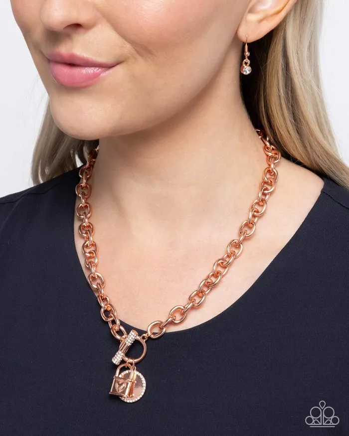 Necklaces Paparazzi Jewelry Paparazzi Necklace Locked Lady Copper