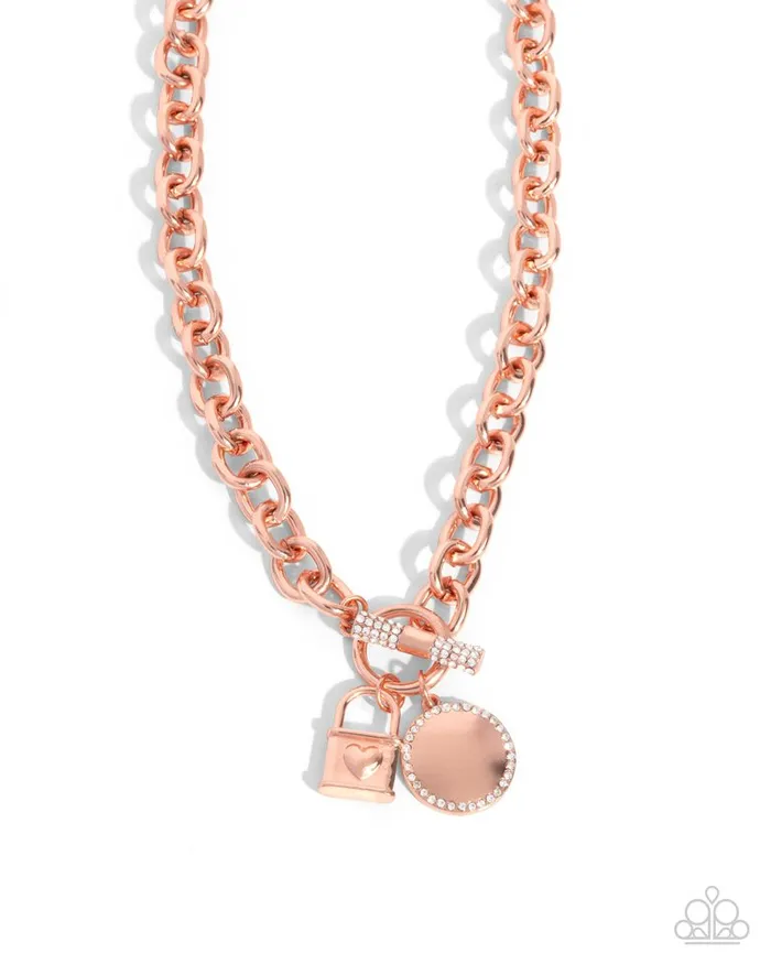 Necklaces Paparazzi Jewelry Paparazzi Necklace Locked Lady Copper Necklaces Paparazzi Jewelry Paparazzi Necklace Locked Lady Copper