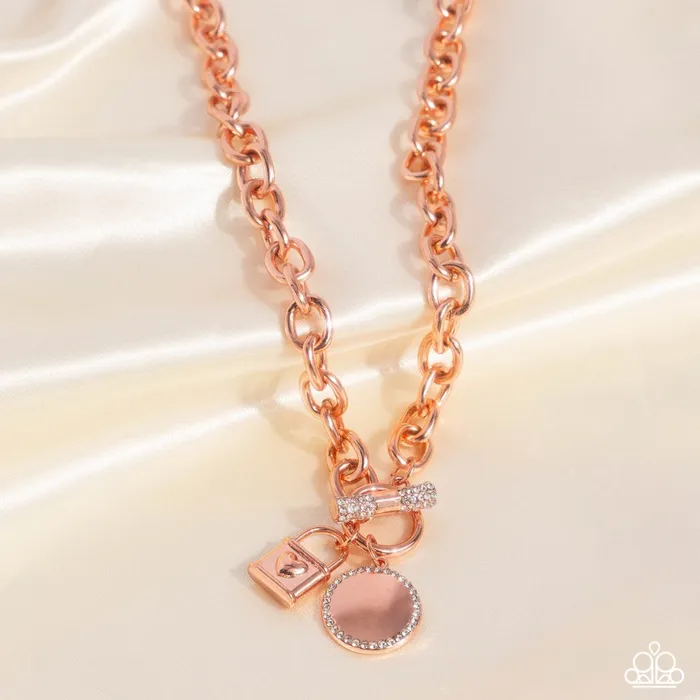Necklaces Paparazzi Jewelry Paparazzi Necklace Locked Lady Copper Necklaces Paparazzi Jewelry Paparazzi Necklace Locked Lady Copper